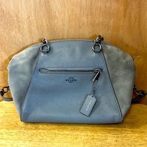 Coach purse, beautiful grey leather & suede combo. 14” wide by 9” tall